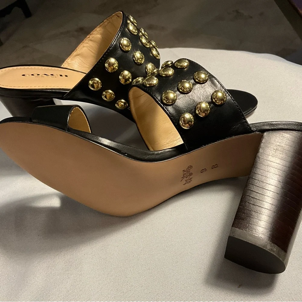 New Fabulous COACH Dark Brown High Heel Sandals Size 9B - Picture 4 of 5